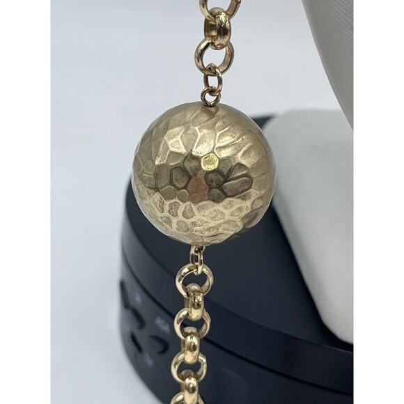 Chicos Maye Long Necklace Goldtone Metal Large Hammered Balls on
Chain 40" - Picture 5 of 14